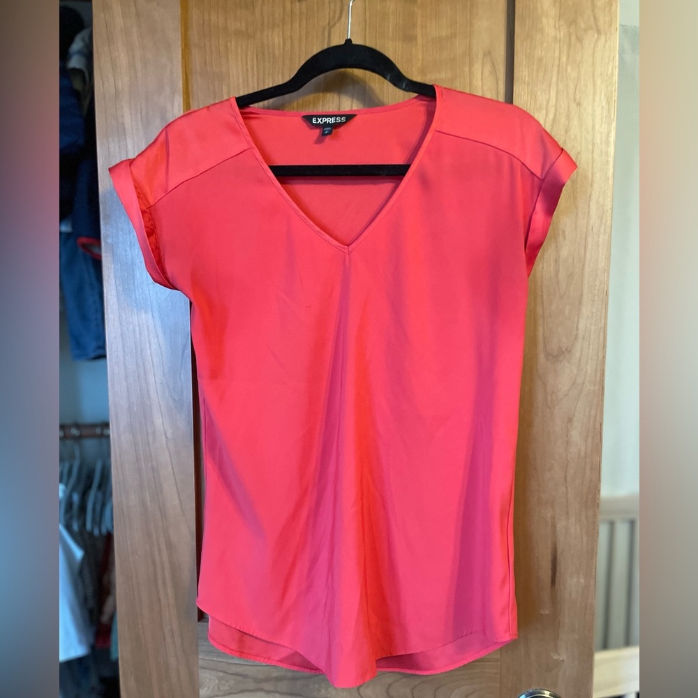 Express Satin V-Neck Gramercy Tee